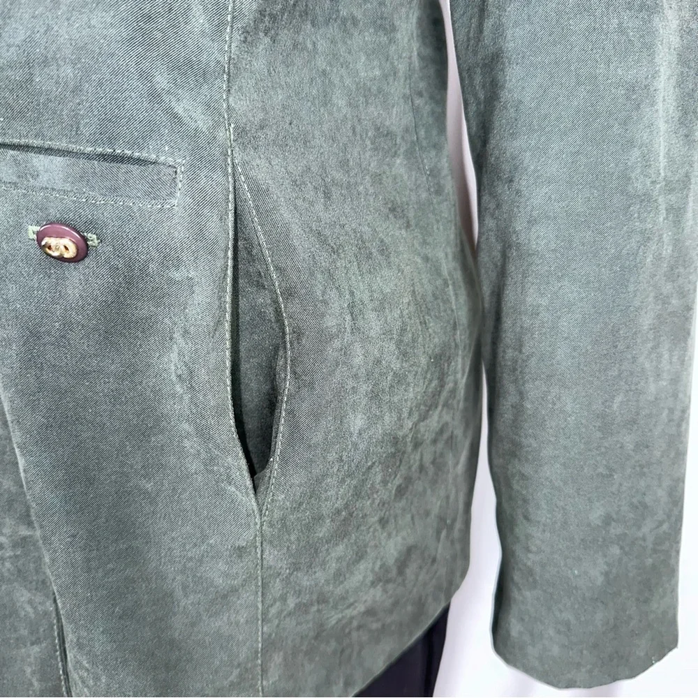 Vintage Maren Blazer Jacket Sz 8‎ Olive Green Faux Suede Button Front Old Money